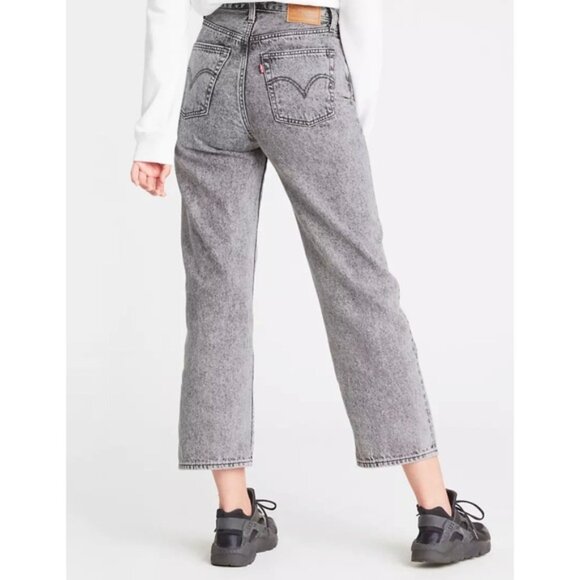 Levi's Ribcage High Rise Straight Leg Ankle Grey Wash Jeans - Picture 8 of 16